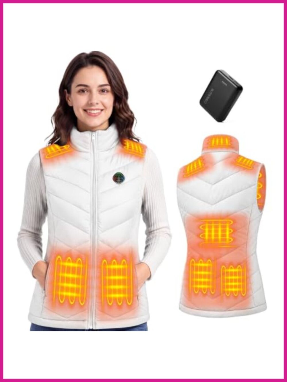 KOVNLO Heated Vest Women Battery Pack Smart 3-Zone Electric Jacket Slim Fit
